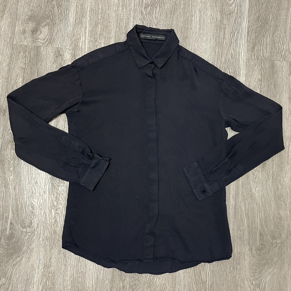 Anthony Vaccarello Shirt Men's 38 Medium Black Viscose Designer Luxury LVMH